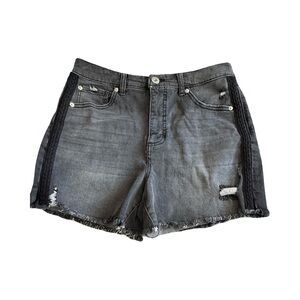 Trendy Distressed Gray Denim Shorts